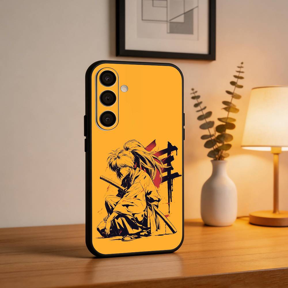 Anime R-Rurouni Kenshin Anime Phone Case For Samsung A73,72,71,A52,51,40,41,A22,A32,31,A13, Soft Black Shell