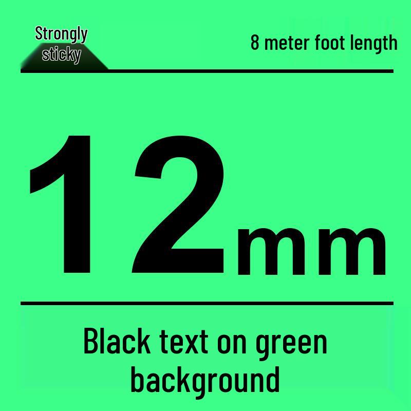 Compatible Brother 12mm Label Maker Ribbon: PT-E100B/D210/D450/115B, Laminated Self-Adhesive