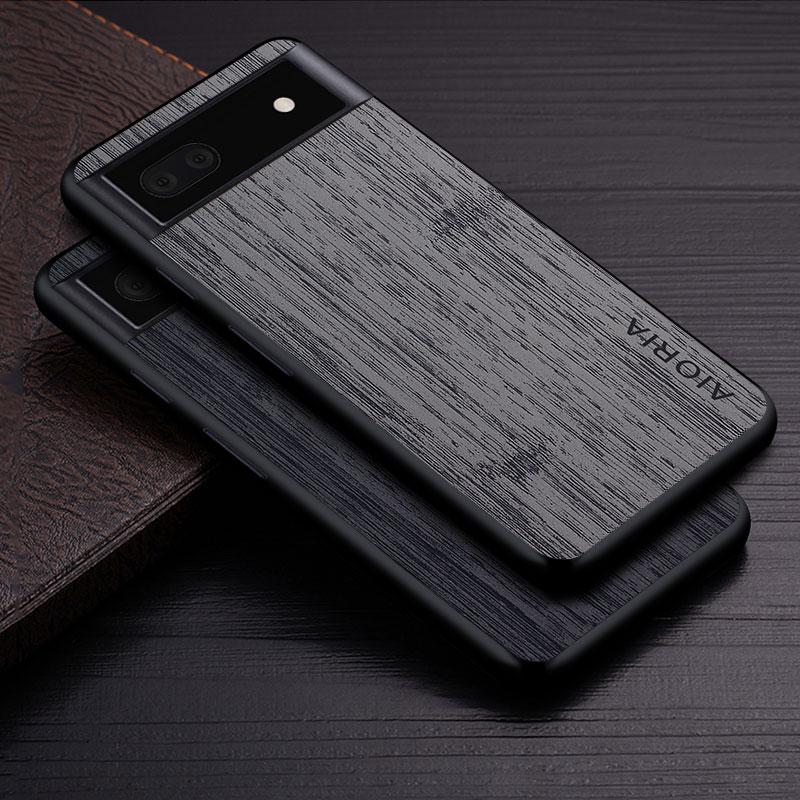 Case for Google Pixel 6A 5G Funda Bamboo Wood Pattern Leather Phone Cover Luxury Coque for Google Pixel 6a Case Capa
