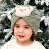 Children Hat Cartoon Bear Design Comfortable Elastic Fit Knitting Hat All-Round Thermal Protection Winter Baby Hat