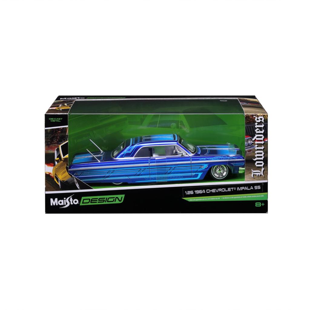 Maisto 1/26 Chevrolet Impala 1964 Синий Custom Lowriders Series / Металлическая модель автомобиля (Готовый продукт) 32547