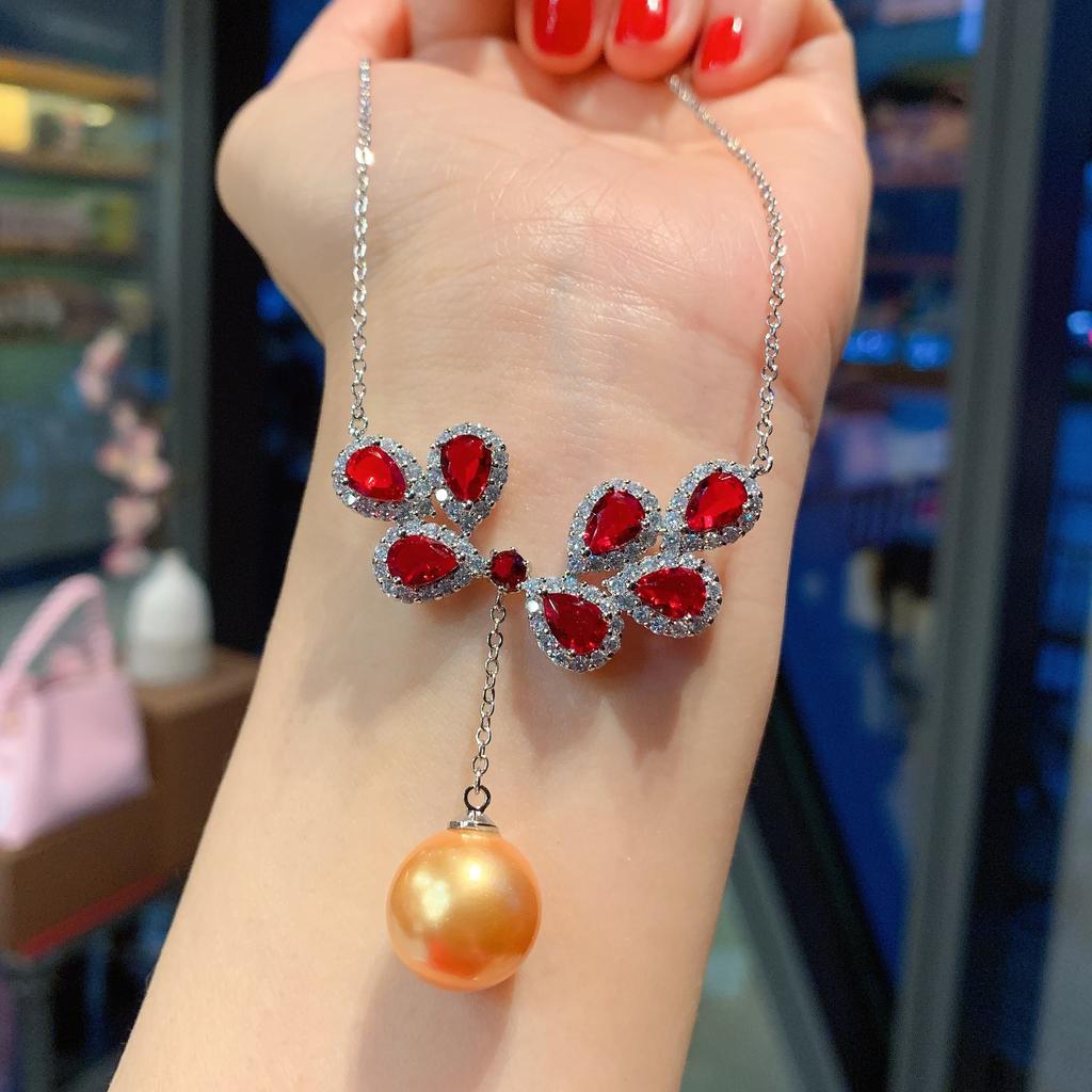 Интернет знаменитость жемчужный кулон женский холодный ветер золото жемчужное ожерелье кость цепочка женский