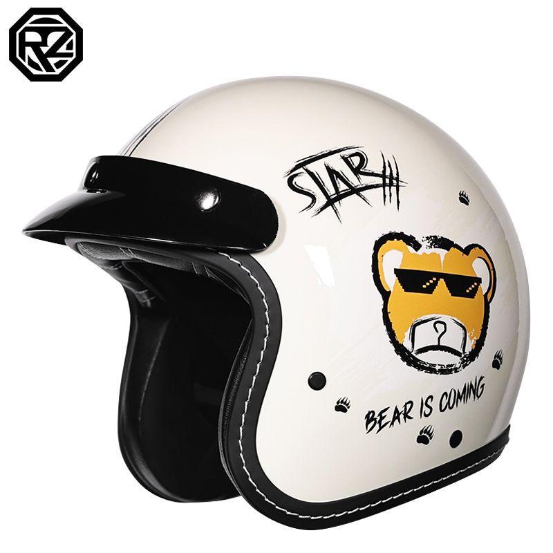 Retro Motorcycle Helmet Men's and Women's Electric Vehicle Scooter 3/4 Half Helmet