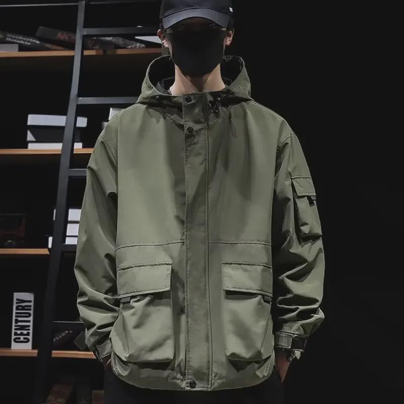 Мужская водонепроницаемая ветрозащитная куртка для альпинизма с капюшоном - осень, однослойная, функциональная, повседневная одежда для активного отдыха