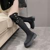 Over-the-knee Long Boots, Long Boots Plus Large Tube Circumference Retro Western Boots, Women's Autumn and Winter Velvet High Boots, Snow Boots