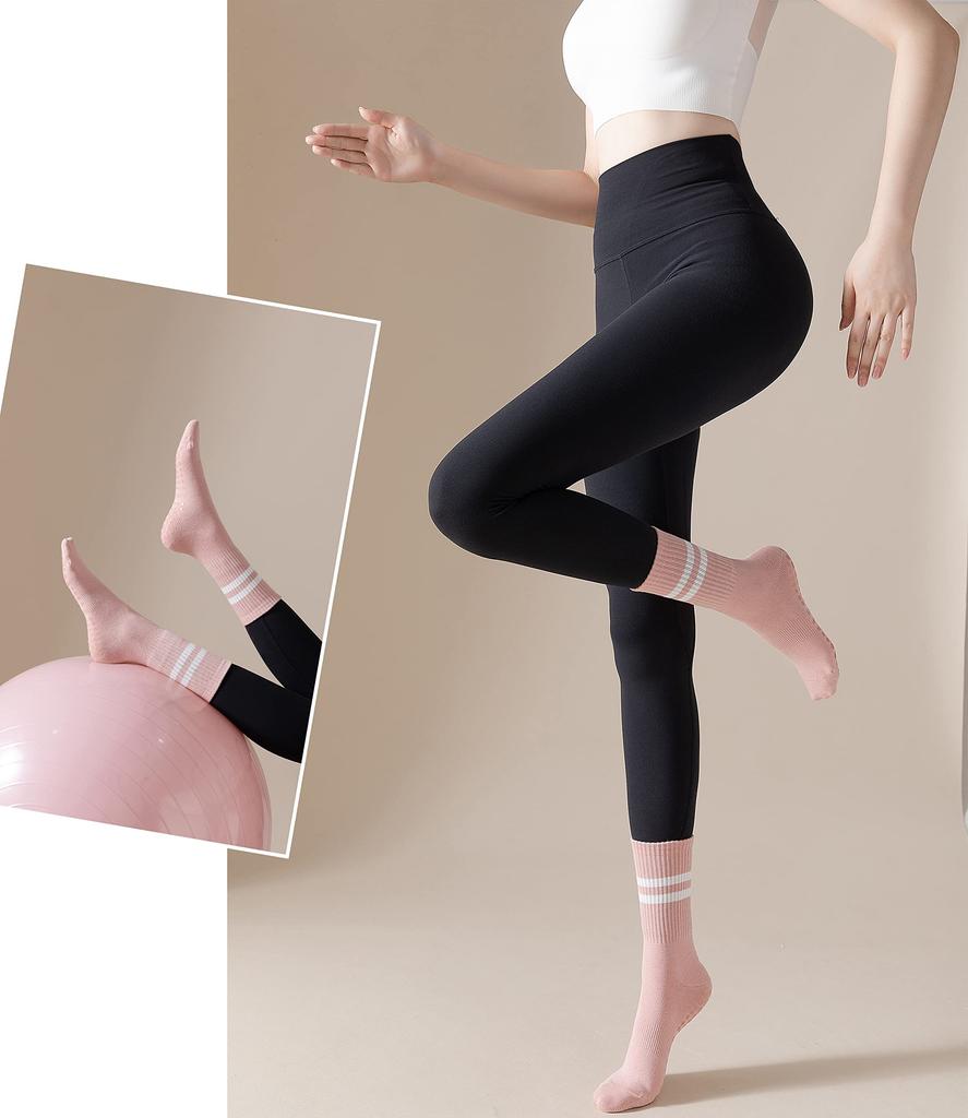 Banerise Yoga Socks Pilates Sports Set of Extra Women's Non-Slip (Toe Protection, 90% Cotton, Antibacterial, Moisture-Wicking) Socks, Stay-Slip Socks,