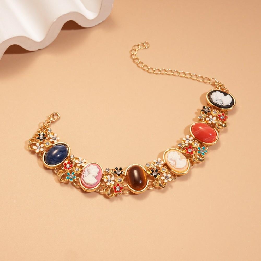 Rhinestone Baroque Bracelet Resin Women's Hand Bracelet Retro Enamel Bangle  Women Girl