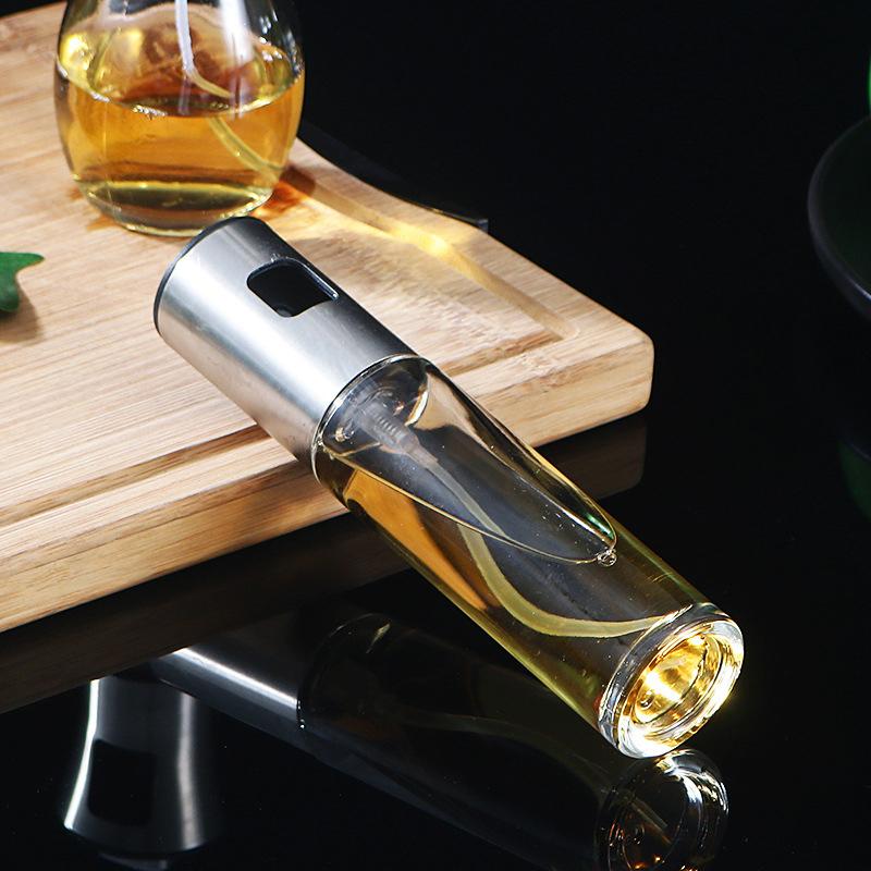 Бутылка с распылителем оливкового масла для барбекю, бутылочка с распылителем для масла из нержавеющей стали, многоразовая кухонная бутылка с распылителем для здорового материала, приправа для выпечки