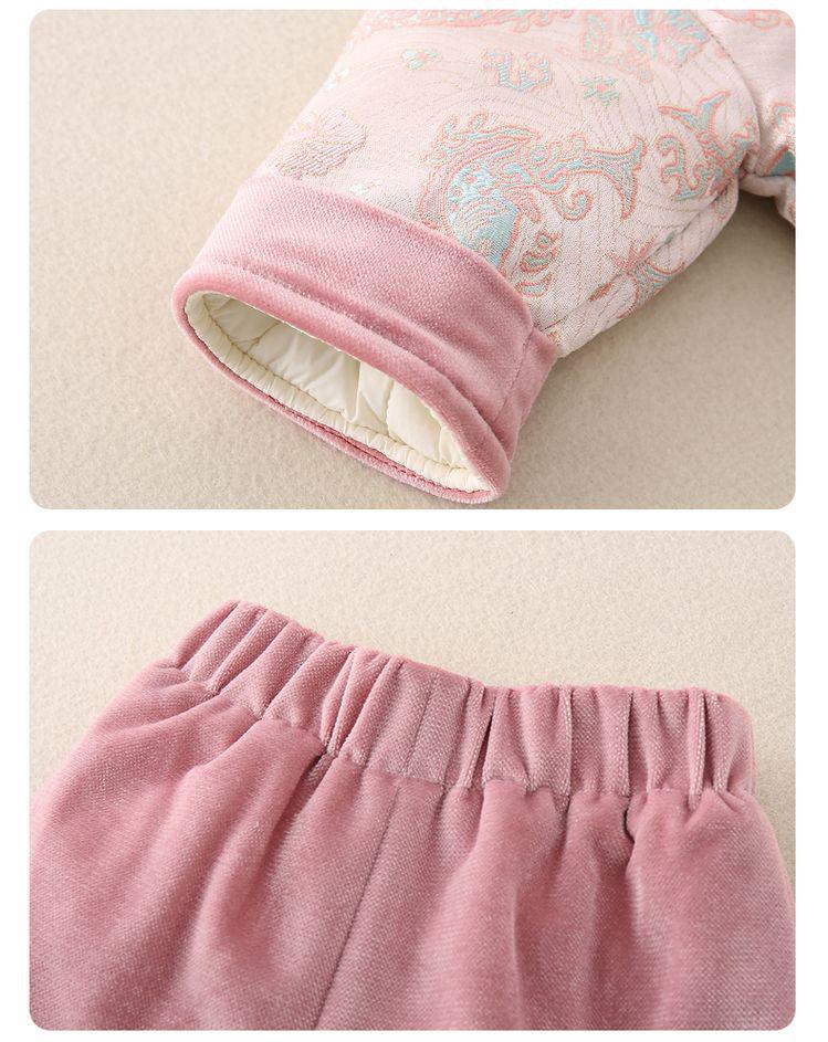 Winter Velvet Hanfu Tang Suit: Two-Piece Chinese New Year's Outfit for Baby Girls (1 Year Old)
