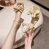 Французский бант туфли для девочки лето 2025 новинка вечерний ветер на среднем каблуке с юбкой милые сандалии в сказочном стиле