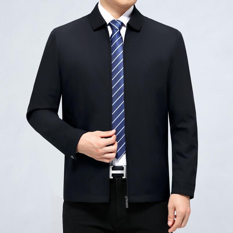 Jacket Men's Spring and Autumn Middle-aged and Elderly Business Casual Dad Wear Lapel Jacket Middle-aged Jacket Men's Thin Top