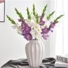 Purple PU Fake Flowers White Gladiolus Bouquet Floral Wedding Arrangements  Party
