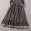 Mori Girl Autumn Spring Women Loose Long Dress Ruffled Collar Floral Cottagecore Dress Vintage Cotton Ruffles Elegant Chic Dress