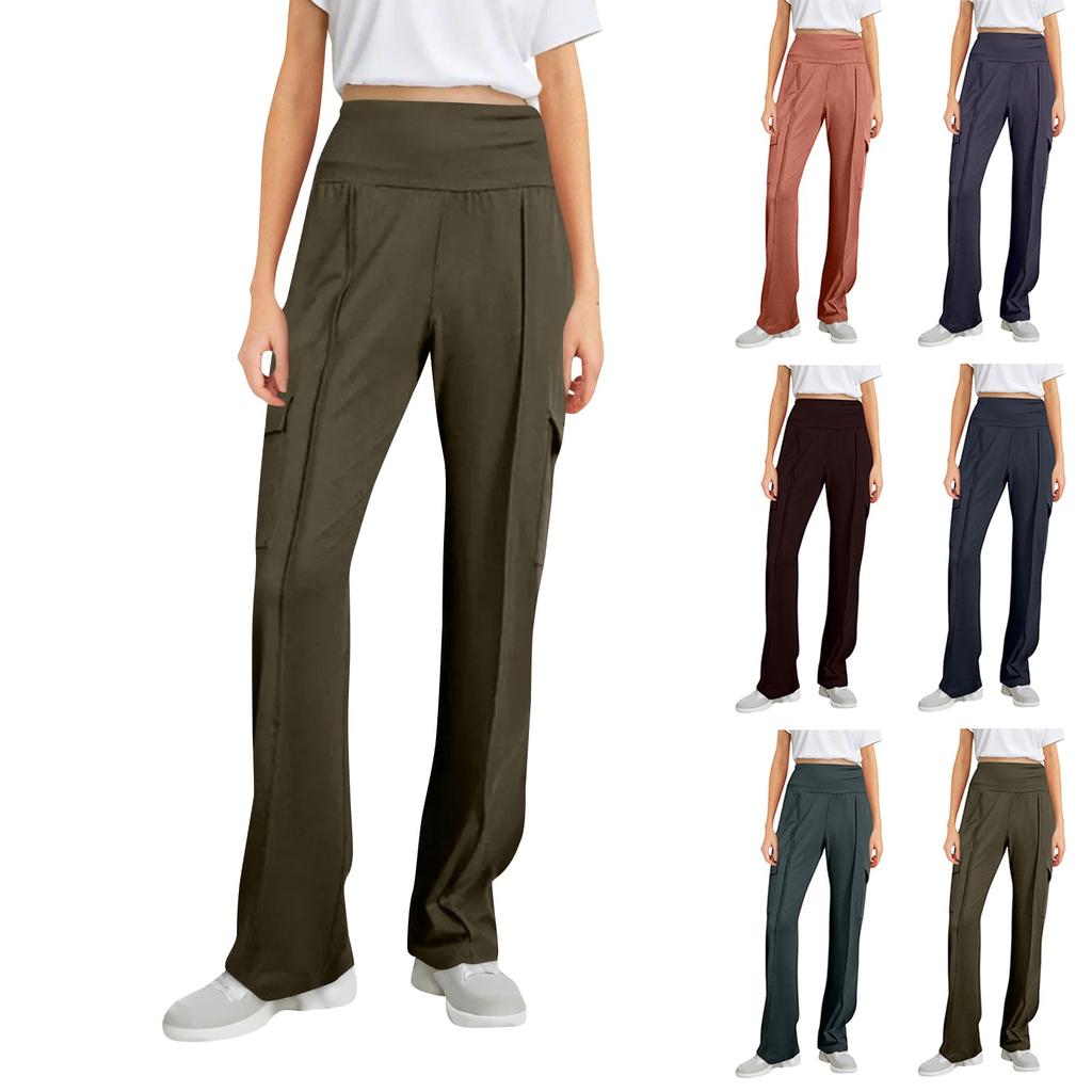 Женские однотонные повседневные спортивные брюки с карманами на поясе и несколькими карманами для женщин
