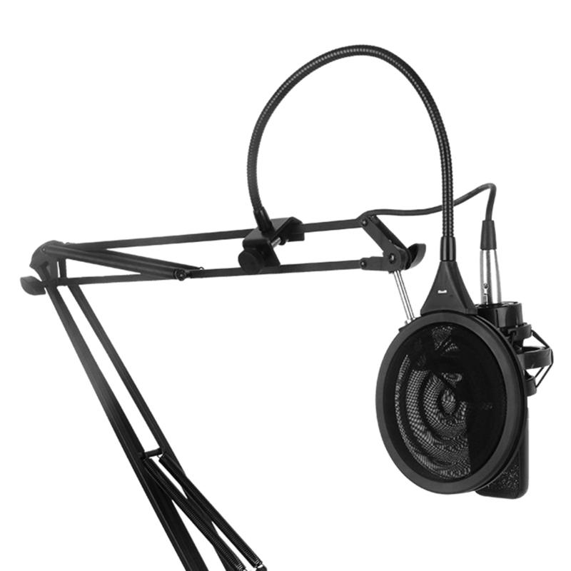 Professional Microphone Popping Filter Blowout Prevention Net With Double Layer Metal Mesh for Studio Recording