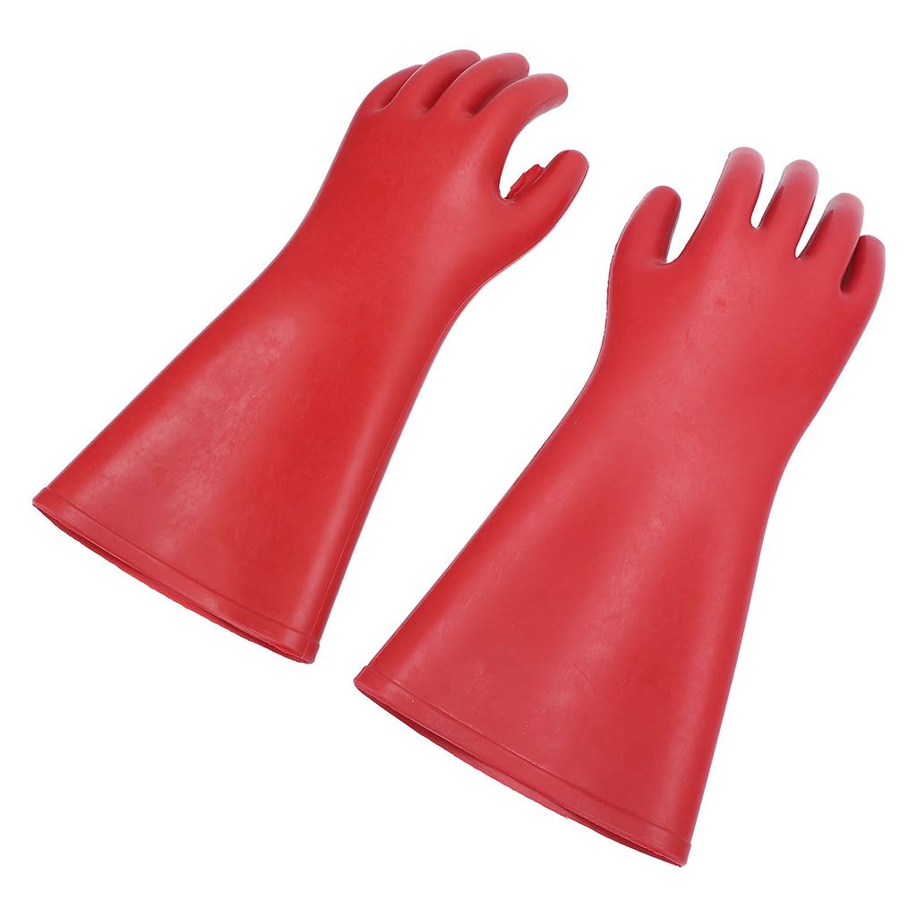 2 Pcs Electrical Insulated Gloves Red Rubber 12kv High Voltage Resistant Anti Cutting Piercing Elect