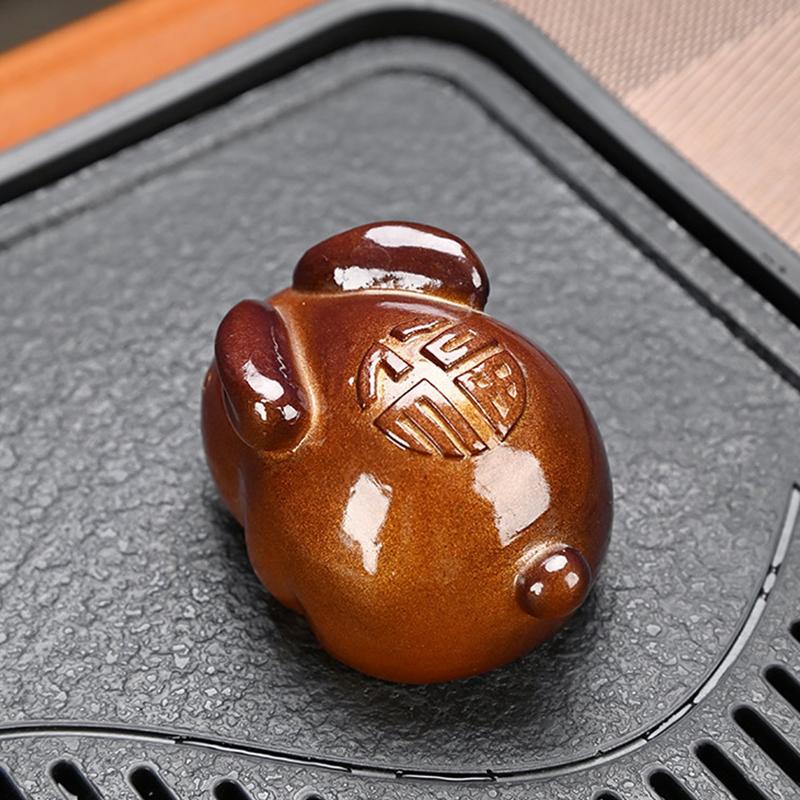 Чайный питомец, меняющий цвет, Белый кролик, Золотой кролик, Аксессуары для чайного столика, Меняет цвет при нагревании, Декоративные фигурки