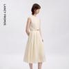 Linen Old Money Style Sleeveless Pleated A-line Dress