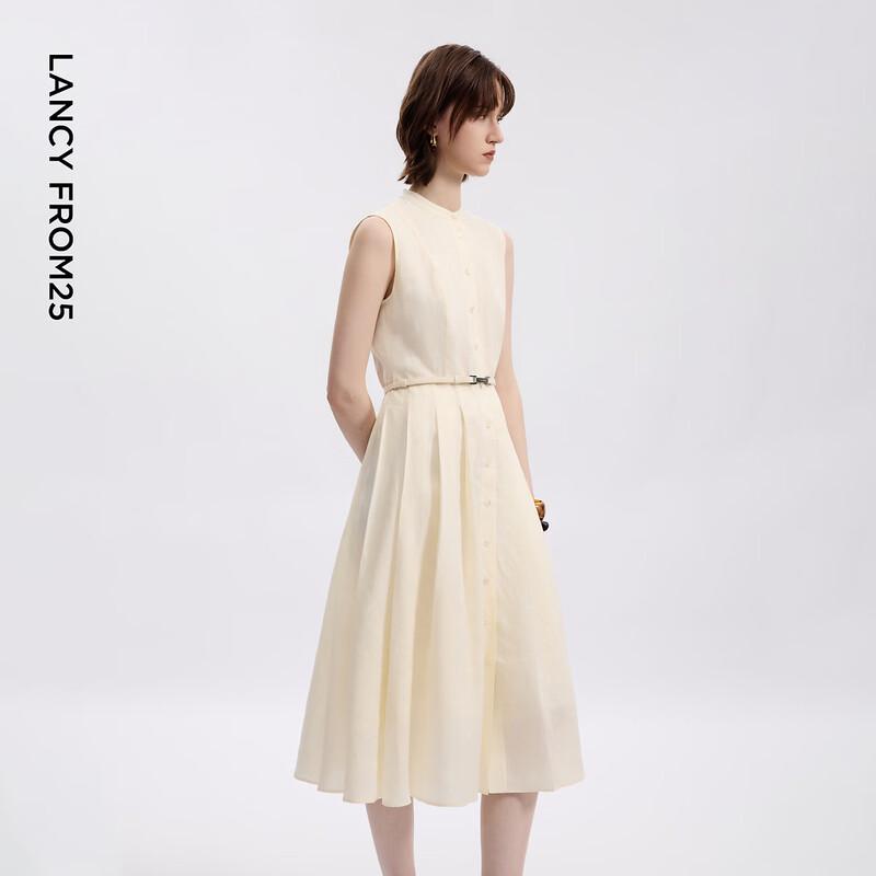 Linen Old Money Style Sleeveless Pleated A-line Dress