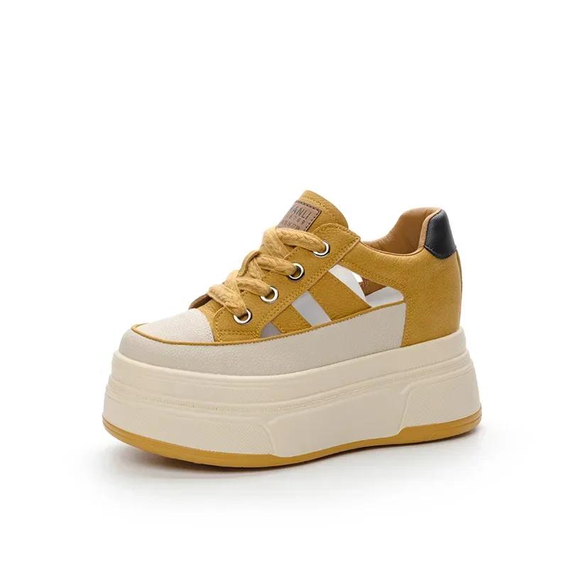 9 см натуральная кожа платформа кроссовки танкетка обувь для женщин дышащие кроссовки осенняя повседневная обувь скрытый каблук zapatillas mujer