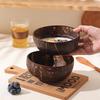Natural Coconut Shell Bowl with Spoon Yogurt Dessert Sugar Water Bowl Fruit Salad Oatmeal Milkshake Light Eating Bowl