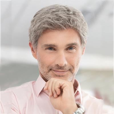 Мужской серебристо-серый пушистый короткий парик