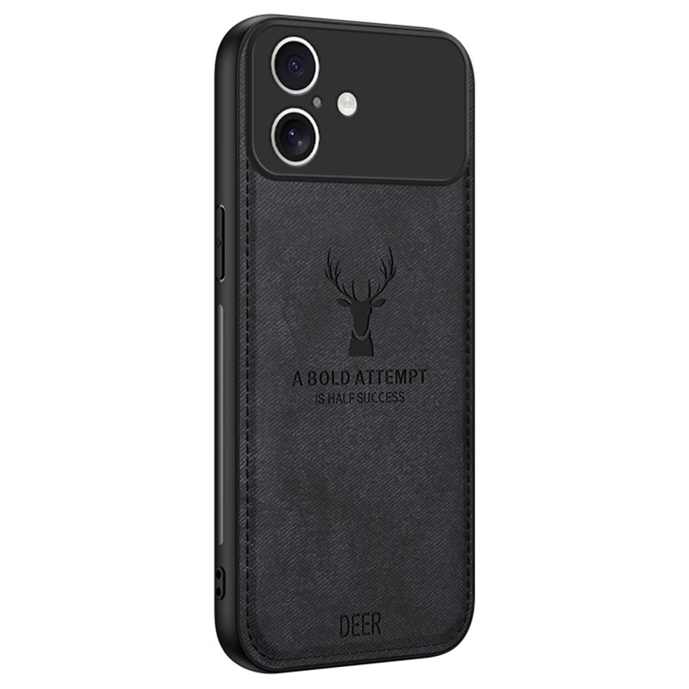 For iPhone 17 Case Deer Pattern Cloth Texture PU + PC + TPU Phone Cover