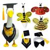 Easter Goose Outfit Graduation Bees Ladybug Clothes Set for Standard Lawn Goose 23" Spring Summer Happy Easter Bunny Porch Goose Sign Garden