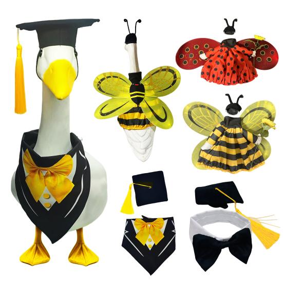 Easter Goose Outfit Graduation Bees Ladybug Clothes Set for Standard Lawn Goose 23" Spring Summer Happy Easter Bunny Porch Goose Sign Garden