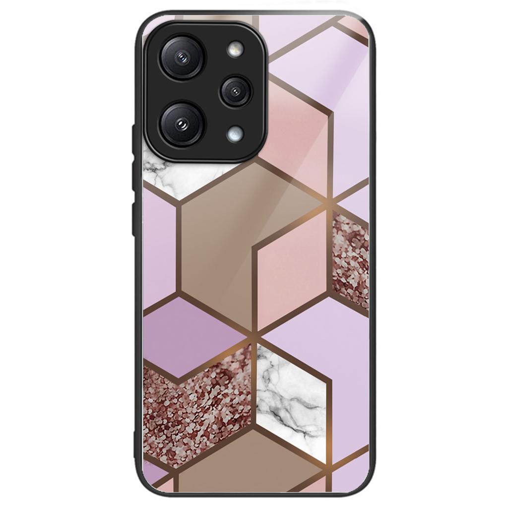 For Xiaomi Redmi 12 5G (Global)/Poco M6 Pro 5G Phone Case Marble Pattern Tempered Glass Back Cover