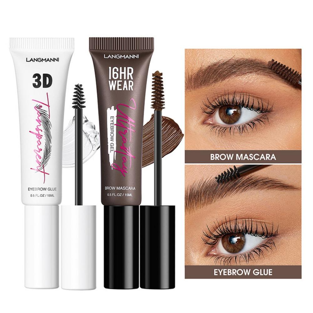 Langmanni Гель для глаз + 4-цветный крем для бровей, комбинированный водонепроницаемый стерео натуральный комбинированный набор