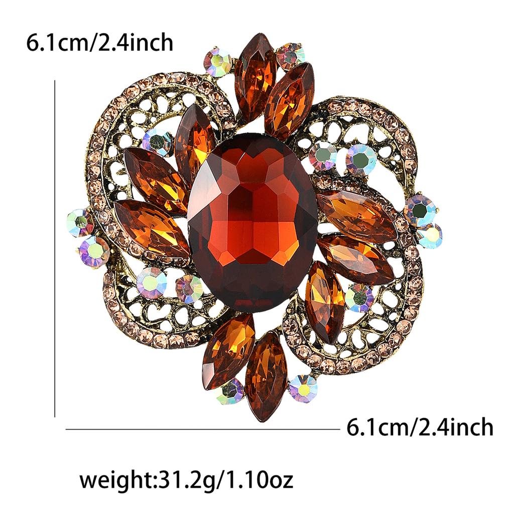 Fashion Personality Alloy Medium Glass Brooch Light Luxury Exaggerated Women'S Dress Coat Corsage Jewelry Pin