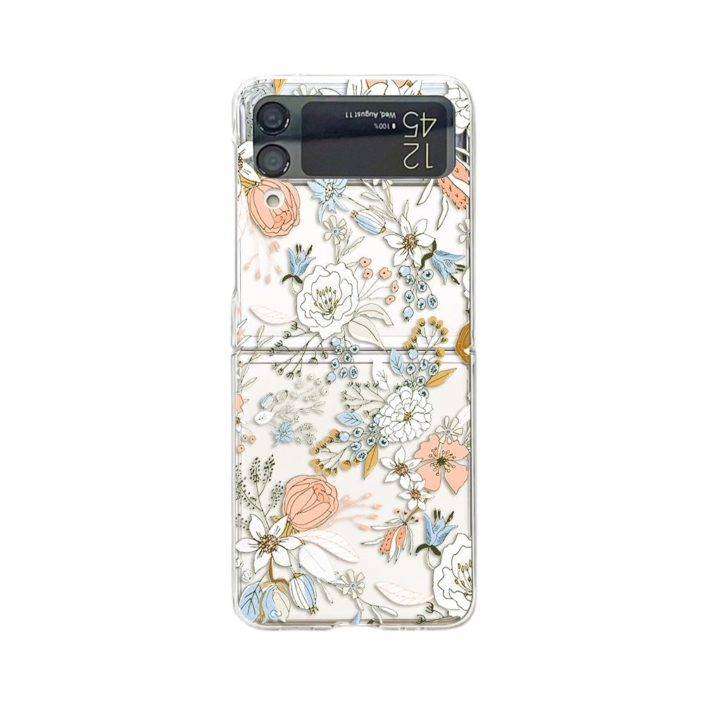 Для Samsung Galaxy Z Flip 4 3 чехол Flower Bird окрашенный прозрачный ударопрочный ПК жесткий задний чехол для Samsung Z Flip4 Zflip3 чехол