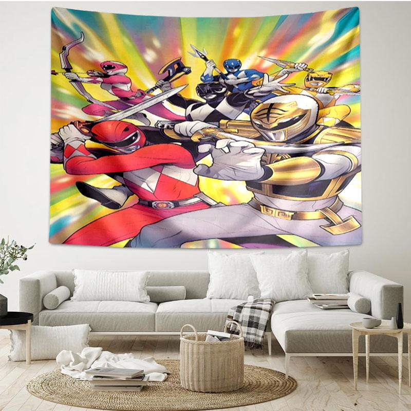 Mighty Morphin Power Rangers Print Tapestry - Portable Wall Decor Cloth, for Home, Dorm, Travel, Bedroom, Living Room - Ideal Birthday Housewarming Gi