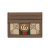 Держатель для карт GG Supreme из канвы с коричневой кожей и полосой Web, золотая фурнитура, для унисекс, на каждый день