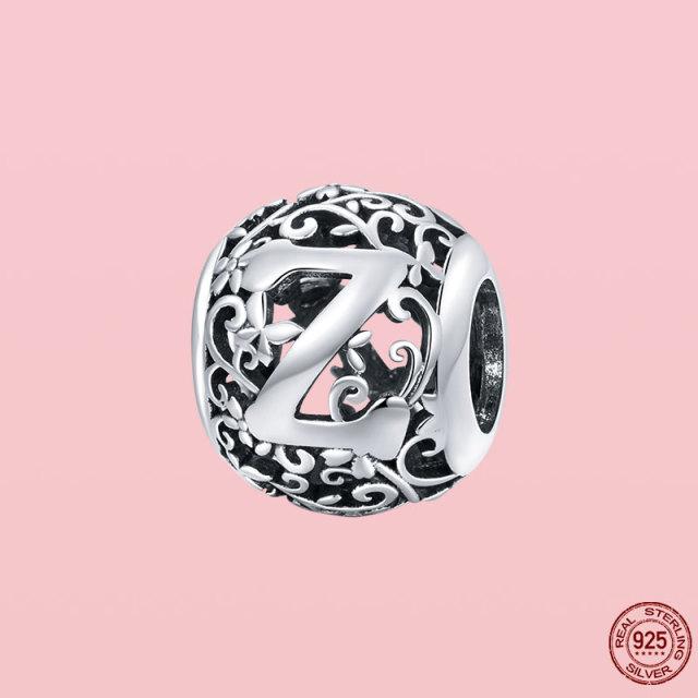 Новое поступление 925 пробы серебряный кулон круглой формы с буквами от A до Z подвески бусины подходят оригинальный браслет ожерелье ювелирные изделия