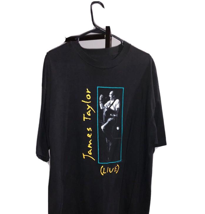 Vtg James Taylor Short Sleeve Heavy Cotton Black All Size Unisex Shirt