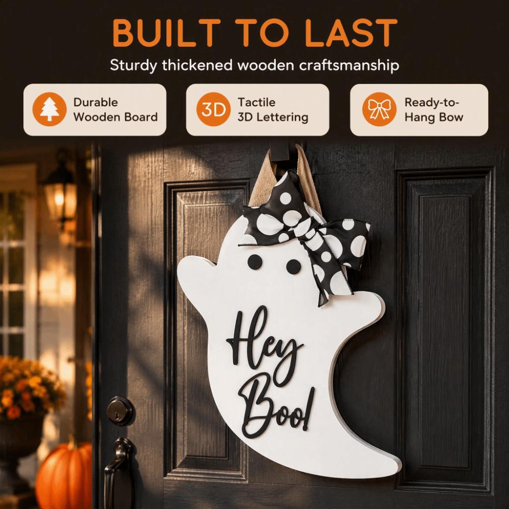 Halloween Ghost Door Hanger With Bow Front Door Decor Seasonal Door Pendant Wall Decor