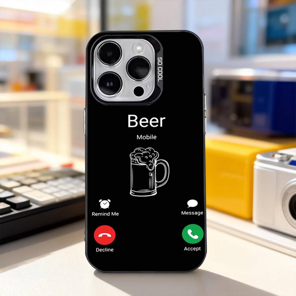 Интересный чехол для телефона с принтом пива для iPhone 11, 12, 13, 14, 15, 16, 17, Pro, Max, Plus, E, Air, Mini, IMD, Матовый черный