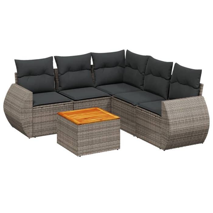 VidaXL Salon de Jardin avec Coussins 6 pcs, Canapés de Terrasse, Ensemble de Meubles de Patio, Mobilier d'Extérieur, Gris 3225003