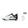 New LiNing Cushioned Slip Resistant Abrasion Resistant Low Top Badminton Shoes Unisex White AYTT003-2