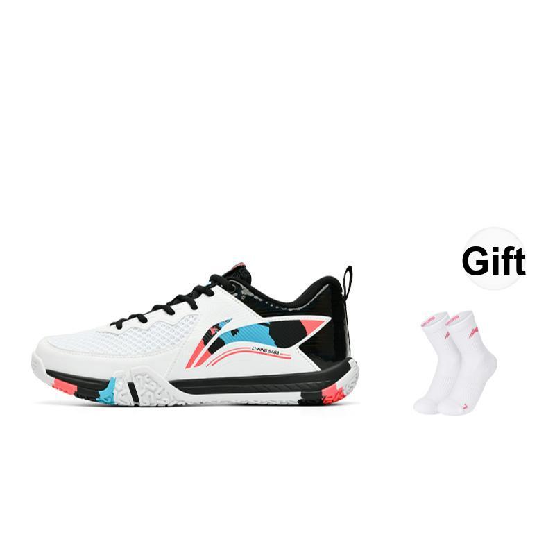 New LiNing Cushioned Slip Resistant Abrasion Resistant Low Top Badminton Shoes Unisex White AYTT003-2