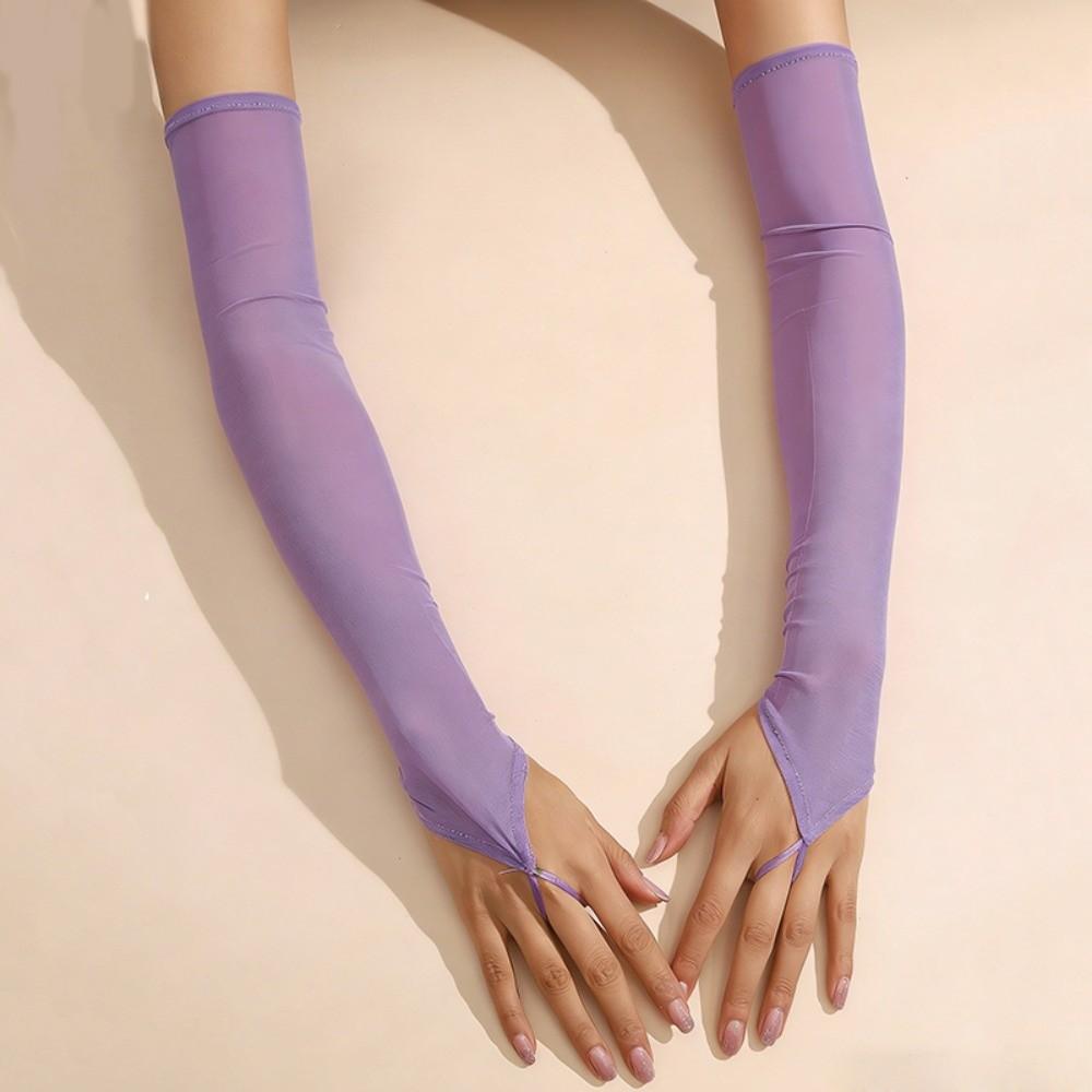 50cm Sun Protection Women Gloves Stretchy Sheer Mesh Gloves Fashion Long Fingerless Gloves Bride
