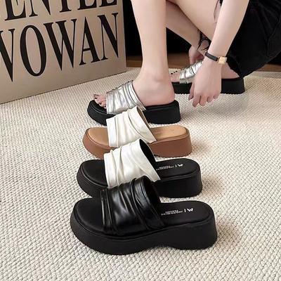 Летняя пляжная обувь для женщин - удобные толстые сандалии без застежек, ортопедические шлепанцы для прогулок в отпуске