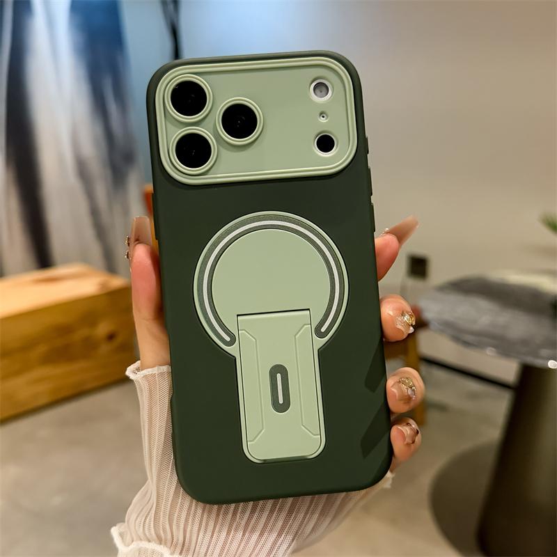 Роскошный складной держатель-подставка магнитный для Magsafe матовый чехол для iPhone 17 16 15 14 13 12 11 Pro Max Plus с большим окном защитный бампер