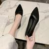 Fashion Black Leather Casual Office Pointed Toe Shoes for Women Splicing Spring Luxury Brand Social High Quality Fashion 39 Woman Flats