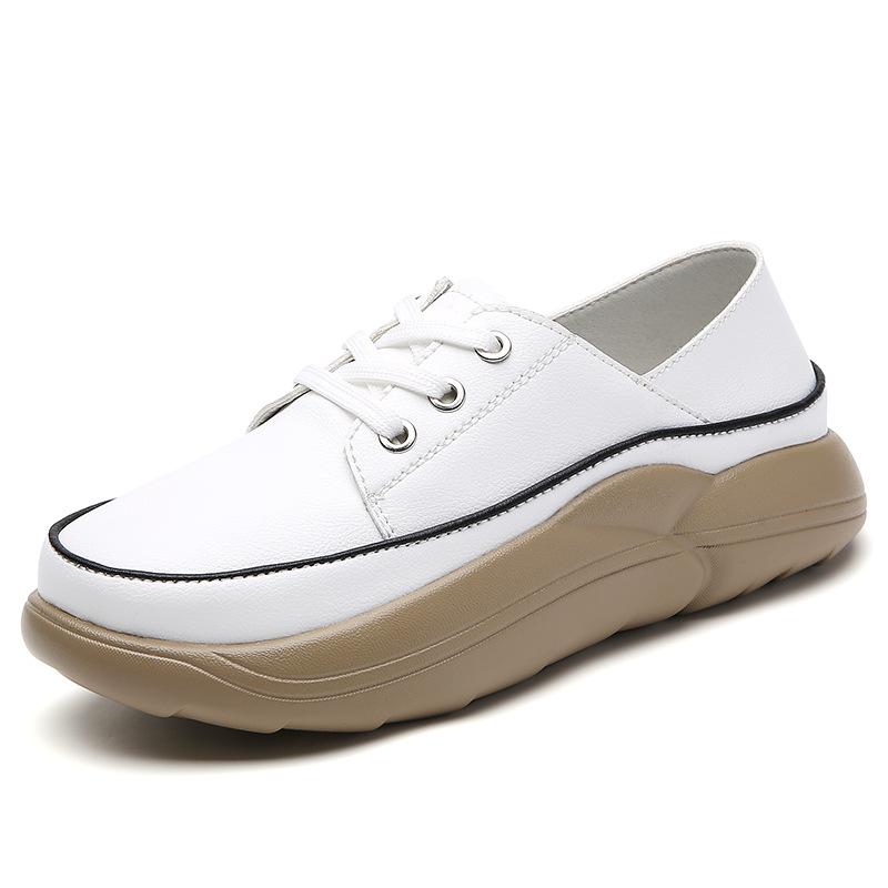 Повседневные белые туфли с толстой подошвой и цветными блоками, Le Fu Shoes