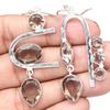 Smoky Quartz Gemstone Handmade Gift For Her Silver Jewelry Earrings 2.5"