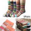 5pcs Women Wool Cashmere Lady Thick Winter Socks Warm Soft Solid Casual Socks