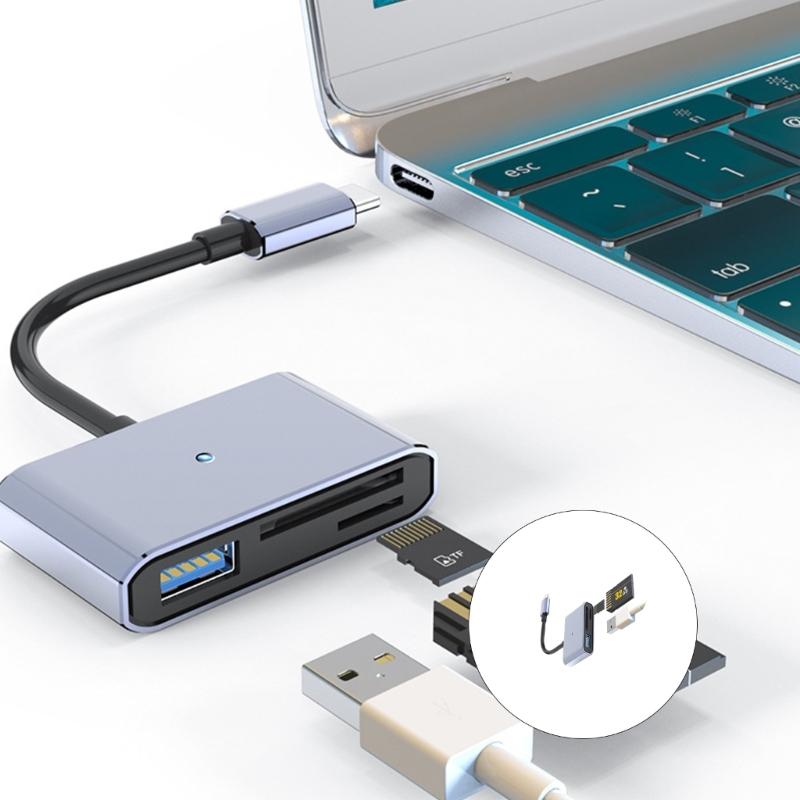 Универсальный USB C кардридер с слотами для карт TF, быстрая передача данных, компактный дизайн, удобный для путешествий, для фотографов и профессионалов
